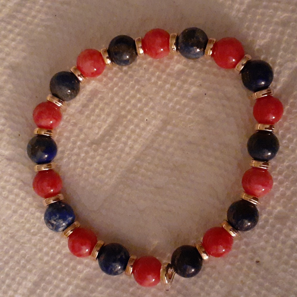 Tourmaline lapis gold bracelet
